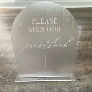 Acrylic arch frosted guestbook wedding sign